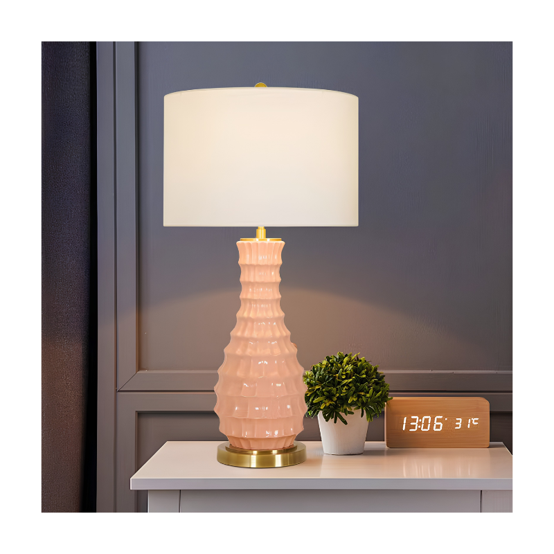 Fluted Blush Vase Table Lamp